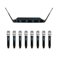 PROFESSIONAL DIGITAL UHF PLL WIRELESS MIC SYSTEM WITH EIGHT HANDHELD VOCAL MICROPHONES